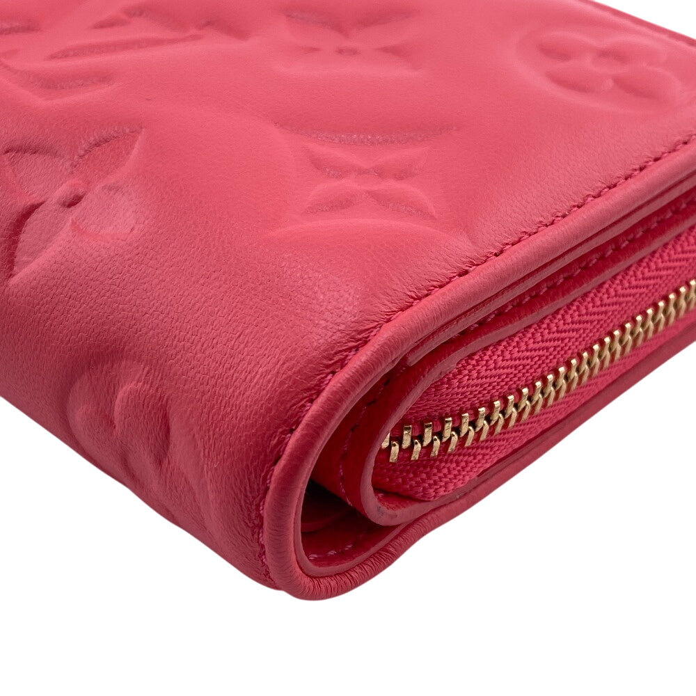 LOUIS VUITTON Bifold Wallet M83105 leather pink Japan-exclusive color compact wallet Monogram emboss Portefeuille Lou Women Used Authentic