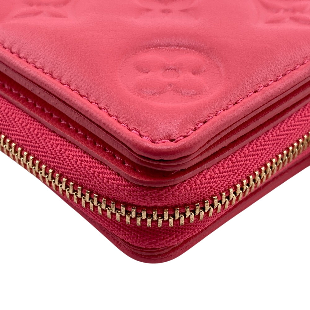 LOUIS VUITTON Bifold Wallet M83105 leather pink Japan-exclusive color compact wallet Monogram emboss Portefeuille Lou Women Used Authentic