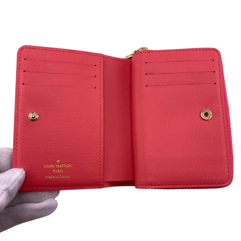LOUIS VUITTON Bifold Wallet M83105 leather pink Japan-exclusive color compact wallet Monogram emboss Portefeuille Lou Women Used Authentic