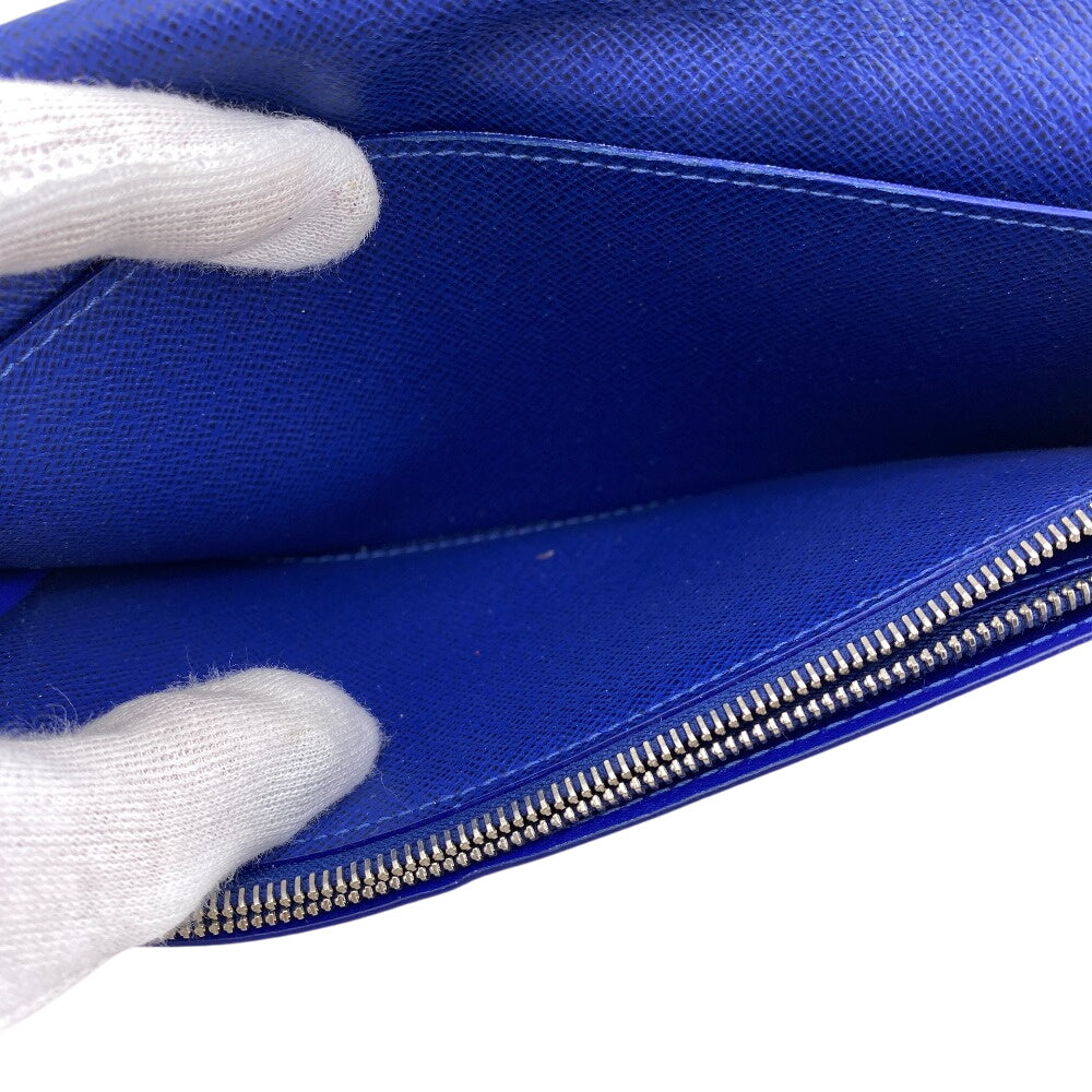 LOUIS VUITTON Long Wallet Purse M30559 Taiga blue Taiga Portefeuille Braza mens Used Authentic