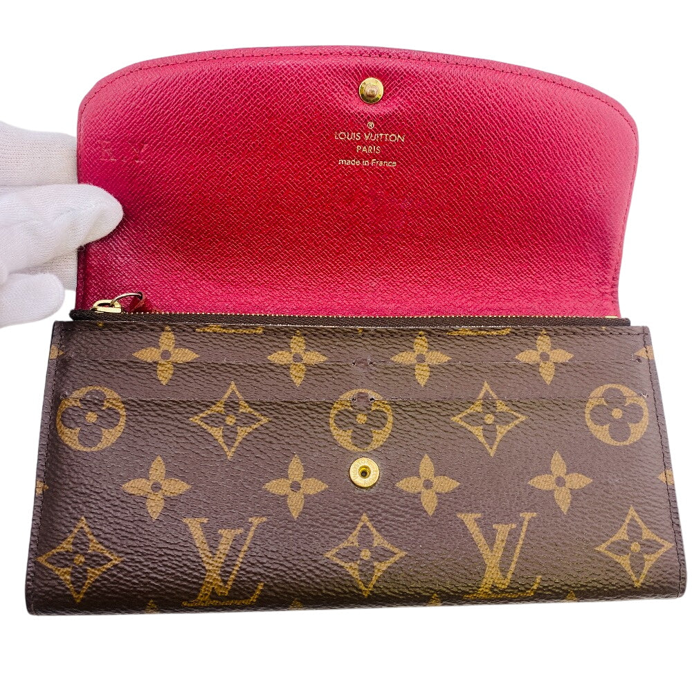 LOUIS VUITTON Long Wallet Purse M60697 Monogram Brown Monogram Portefeuille Emily Women Used Authentic
