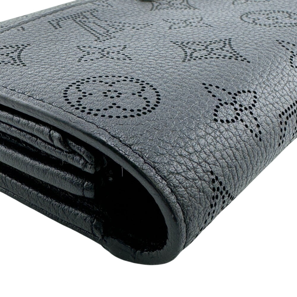 LOUIS VUITTON Long Wallet Purse Mahina, Leather black Monogram Mahina Portefeuille Iris(Unisex) Used Authentic