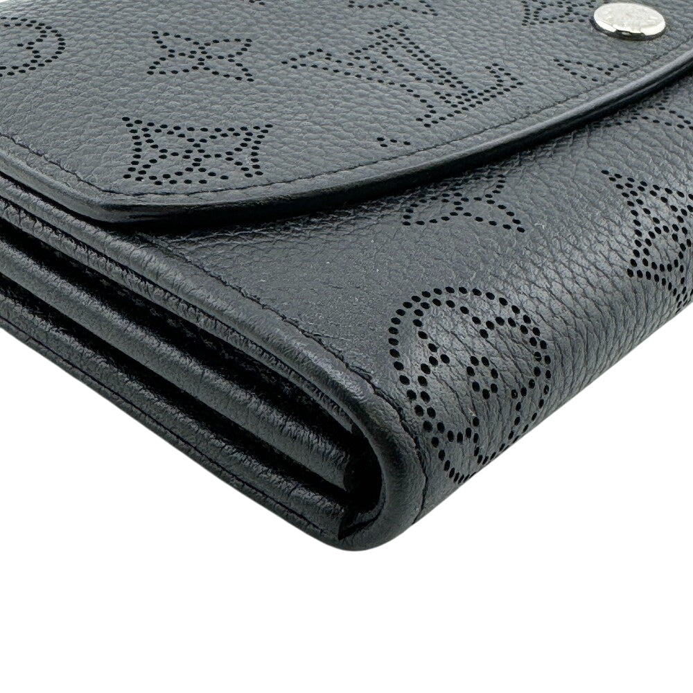 LOUIS VUITTON Long Wallet Purse Mahina, Leather black Monogram Mahina Portefeuille Iris(Unisex) Used Authentic