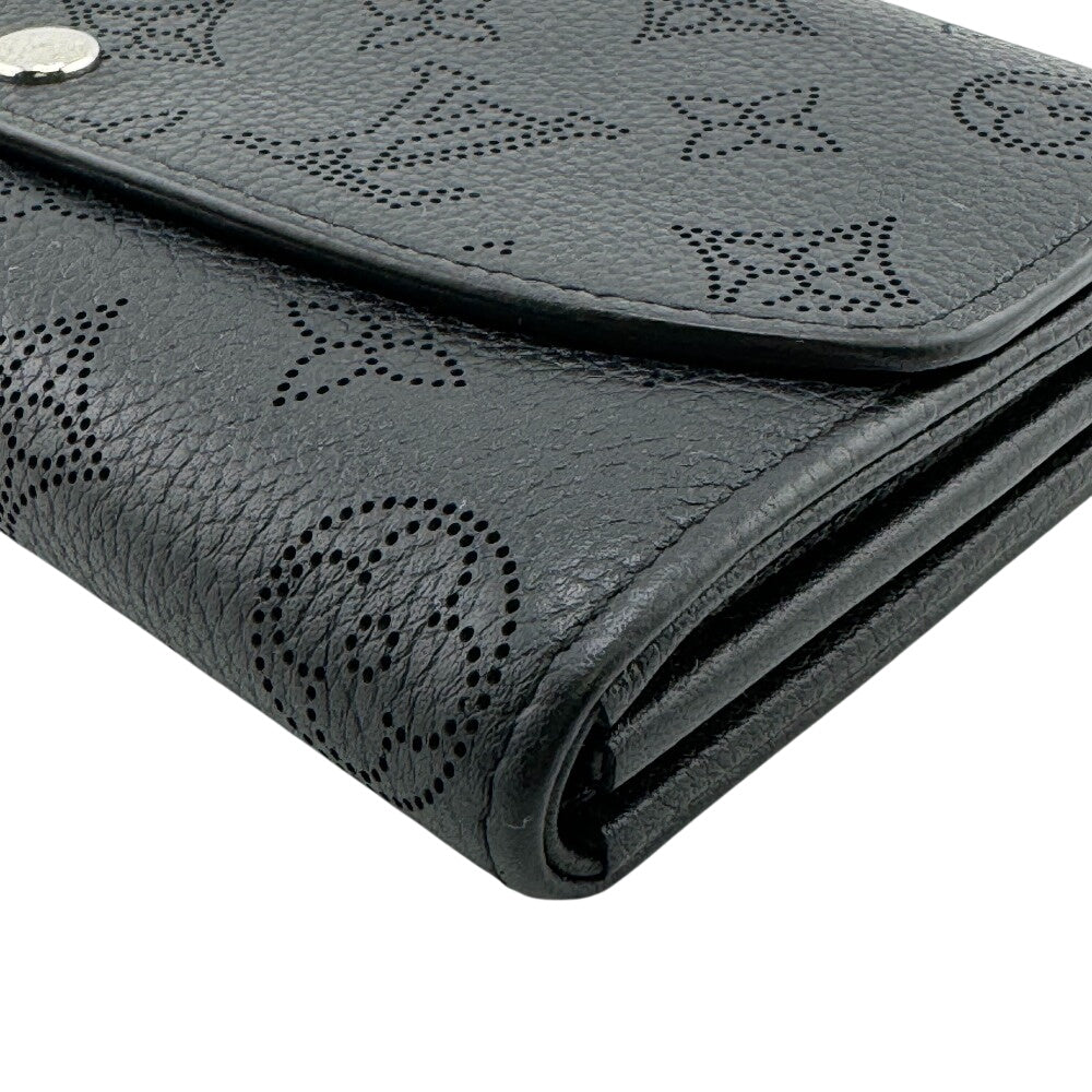 LOUIS VUITTON Long Wallet Purse Mahina, Leather black Monogram Mahina Portefeuille Iris(Unisex) Used Authentic