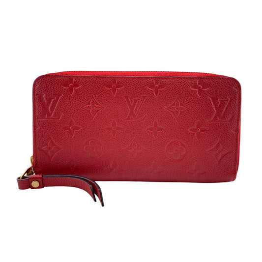 LOUIS VUITTON Long Wallet Purse M63691 leather Red Zip Around Monogram Ann Platt Zippy wallet Women Used Authentic