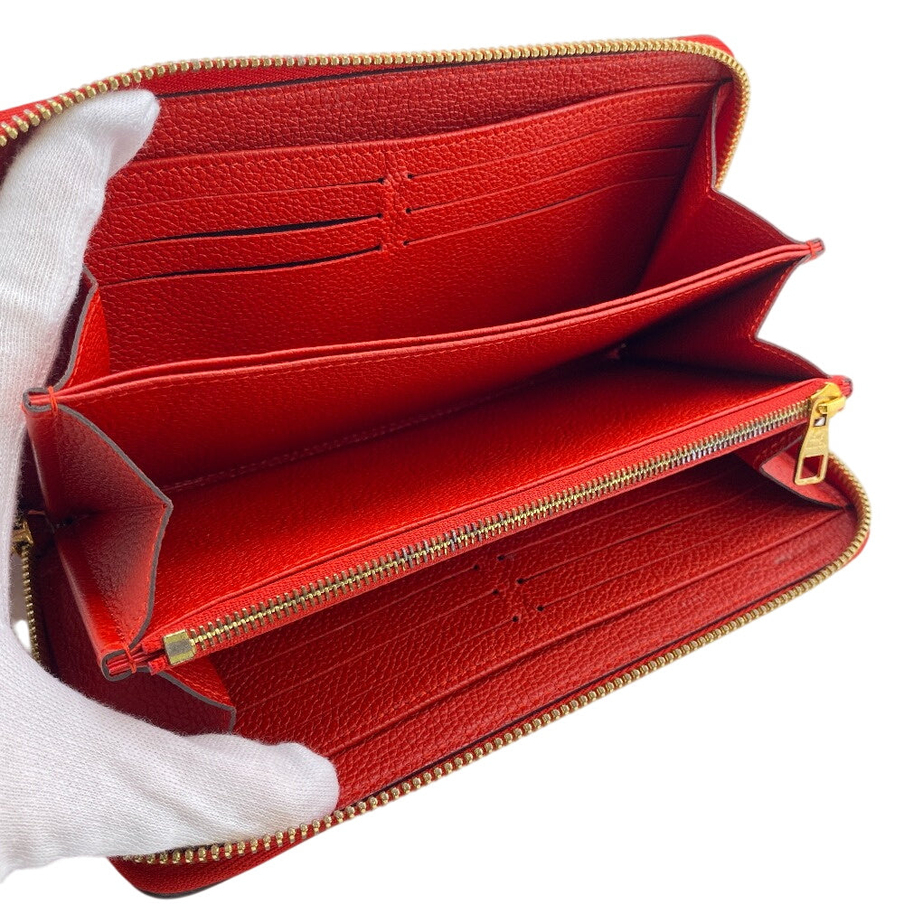 LOUIS VUITTON Long Wallet Purse M63691 leather Red Zip Around Monogram Ann Platt Zippy wallet Women Used Authentic