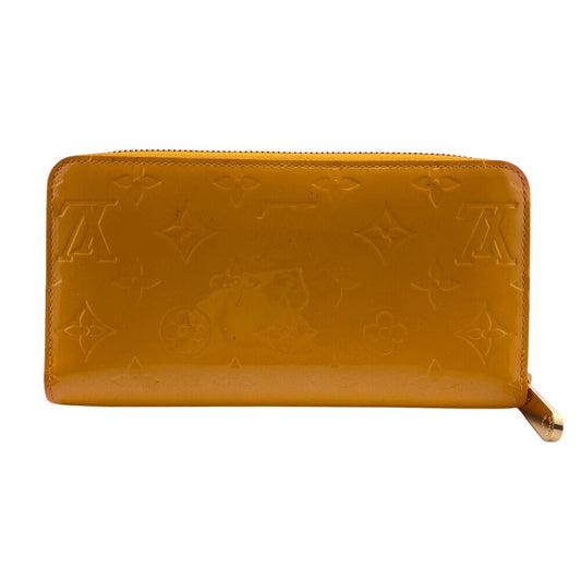 LOUIS VUITTON Long Wallet Purse M91733 Vernis yellow Zip Around Monogram Vernis Zippy wallet Women Used Authentic