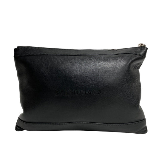 BALENCIAGA Clutch bag 373834 leather black business bag mens(Unisex) Used Authentic