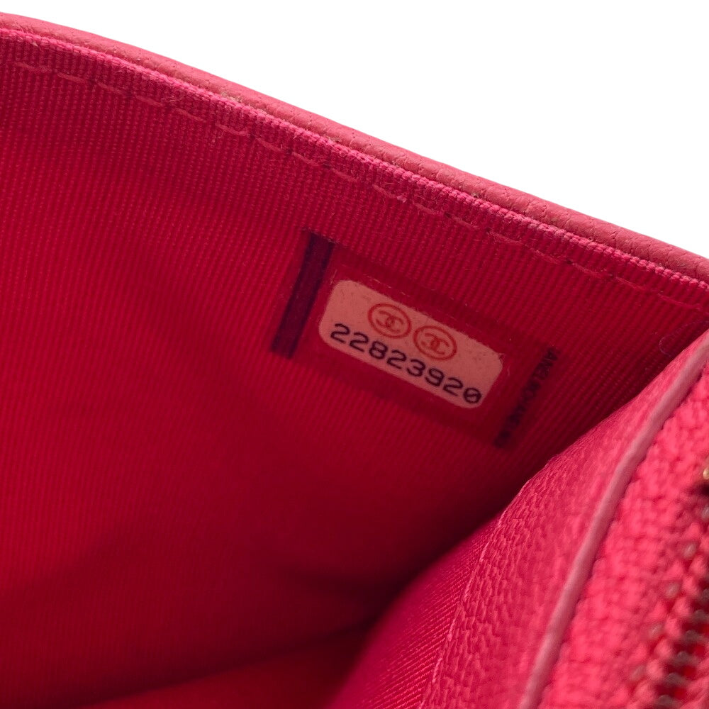 CHANEL Coin case leather pink Fragment case Card Case COCO Mark Women Used Authentic