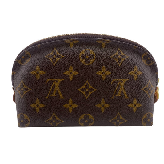 LOUIS VUITTON Cosmetics Pouch M47515 leather Brown Cosmetics Pouch Monogram Pochette CosmetiquePM Women Used Authentic