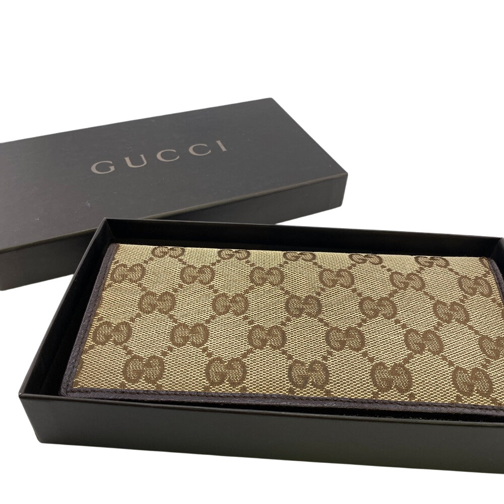 GUCCI Long Wallet Purse 118377 GG canvas, leather Brown