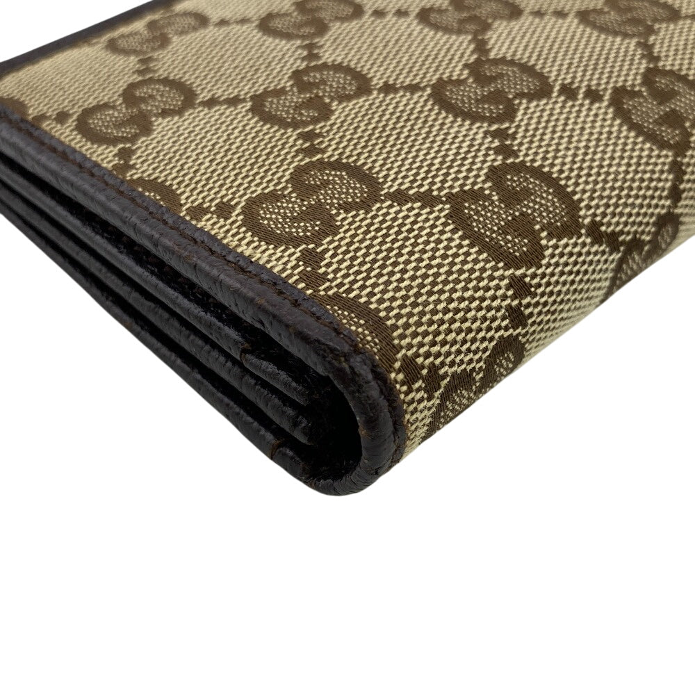 GUCCI Long Wallet Purse 118377 GG canvas, leather Brown