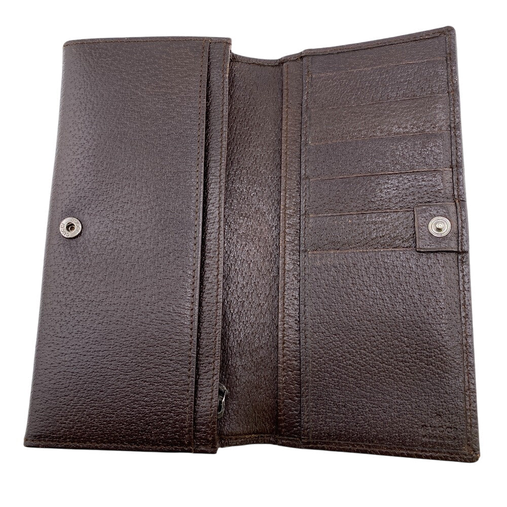 GUCCI Long Wallet Purse 118377 GG canvas, leather Brown