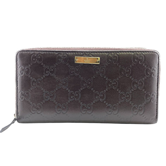 GUCCI Long Wallet Purse 307980 leather Brown Zip Around Guccisima GG Women Used Authentic