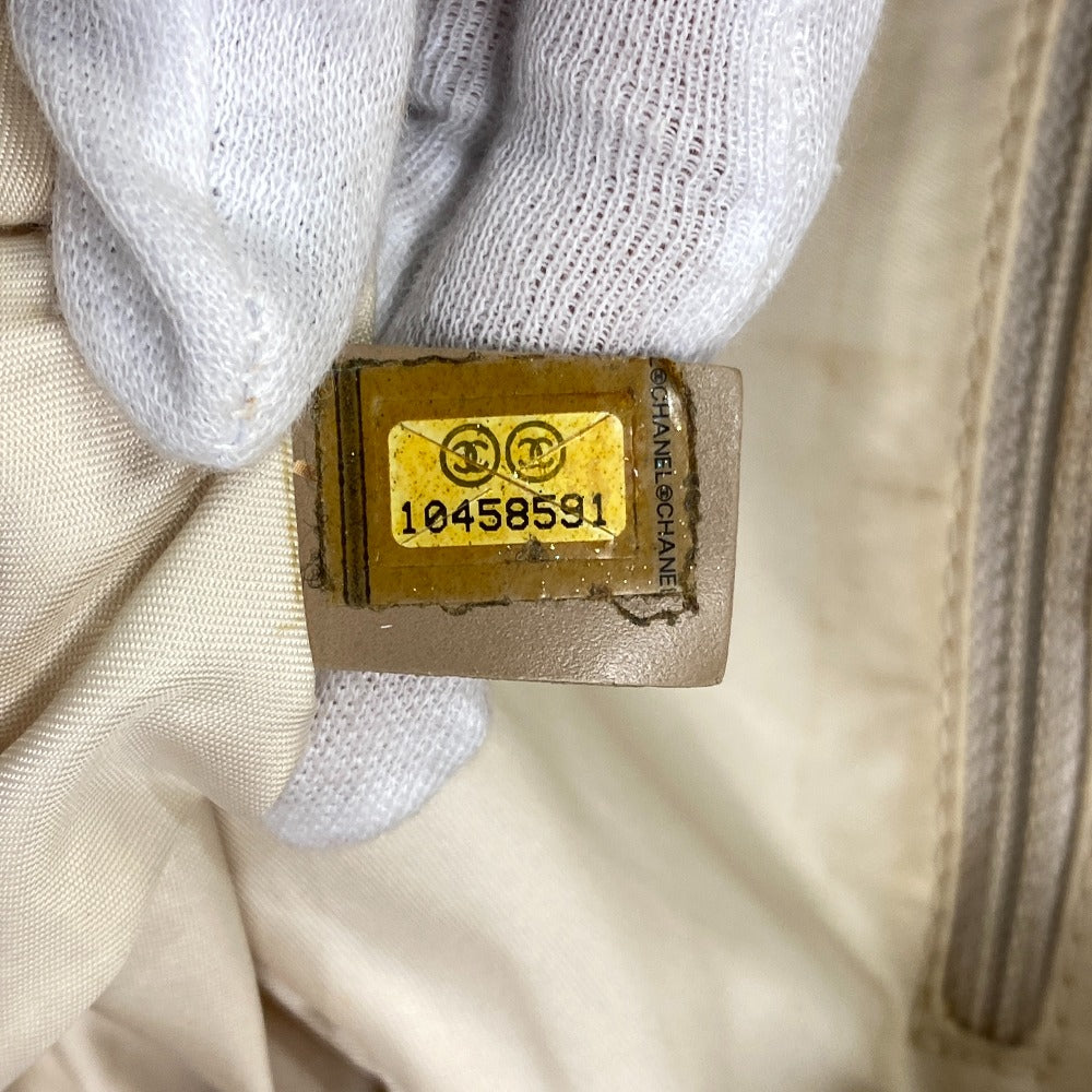 CHANEL Tote Bag Canvas, Leather beige Shoulder handbag New Travel Line MM Women Used Authentic