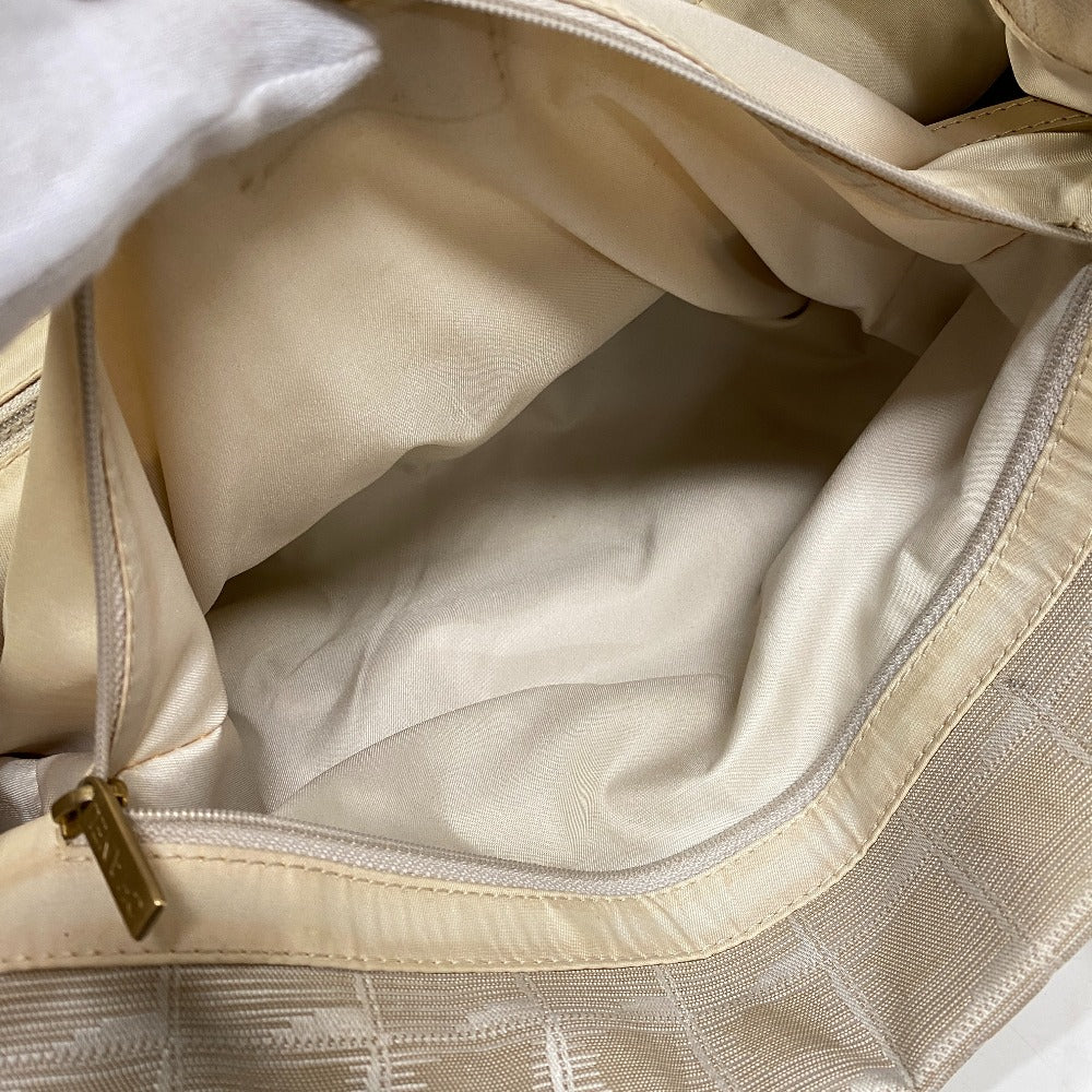 CHANEL Tote Bag Canvas, Leather beige Shoulder handbag New Travel Line MM Women Used Authentic