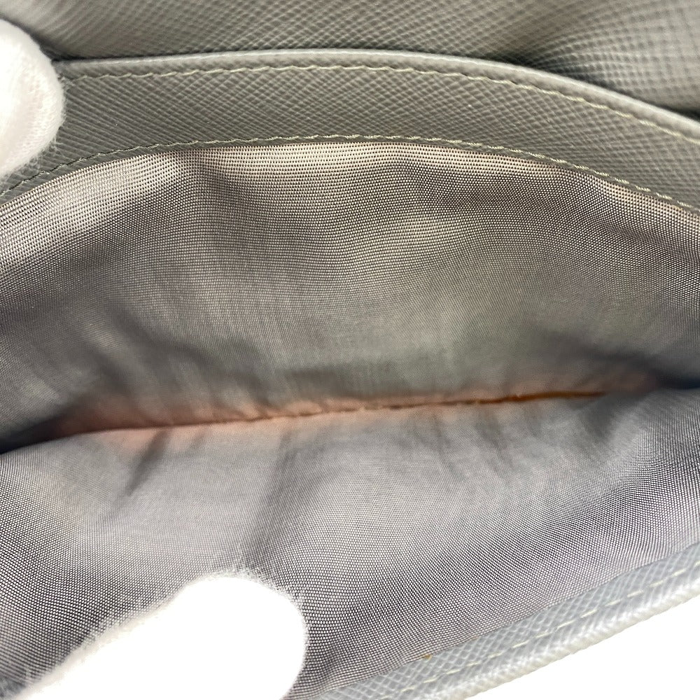 PRADA Long Wallet Purse Leather, Saffiano gray Zip Around Organizer mens Used Authentic