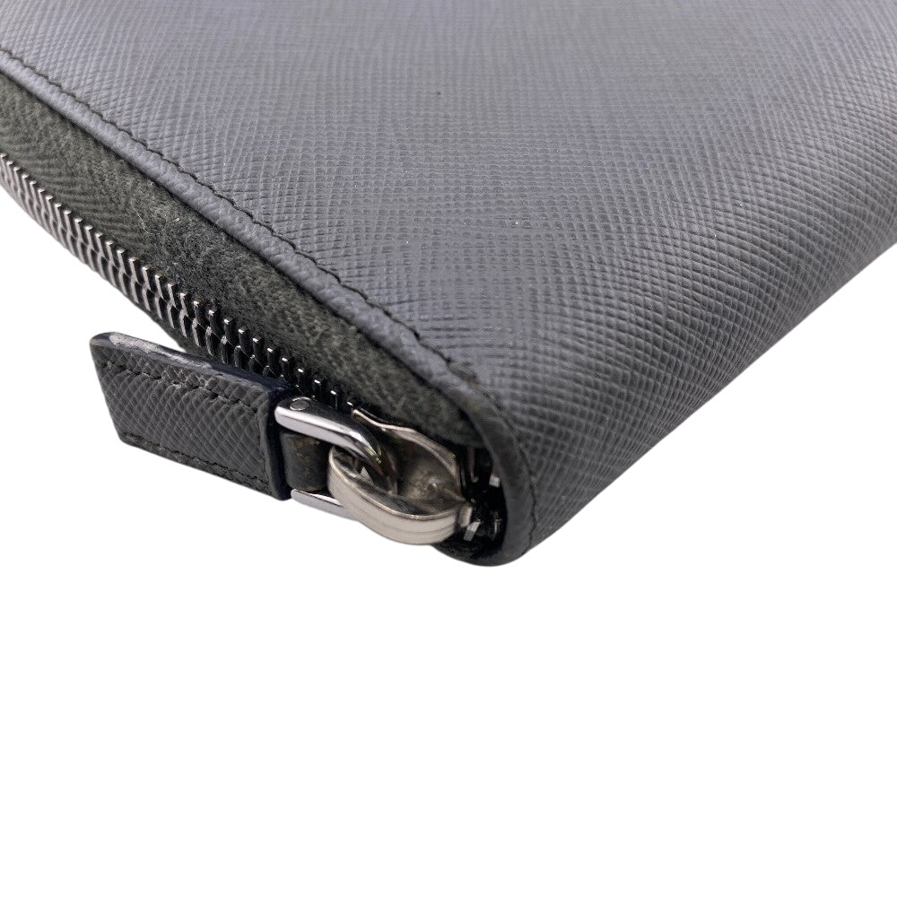 PRADA Long Wallet Purse Leather, Saffiano gray Zip Around Organizer mens Used Authentic