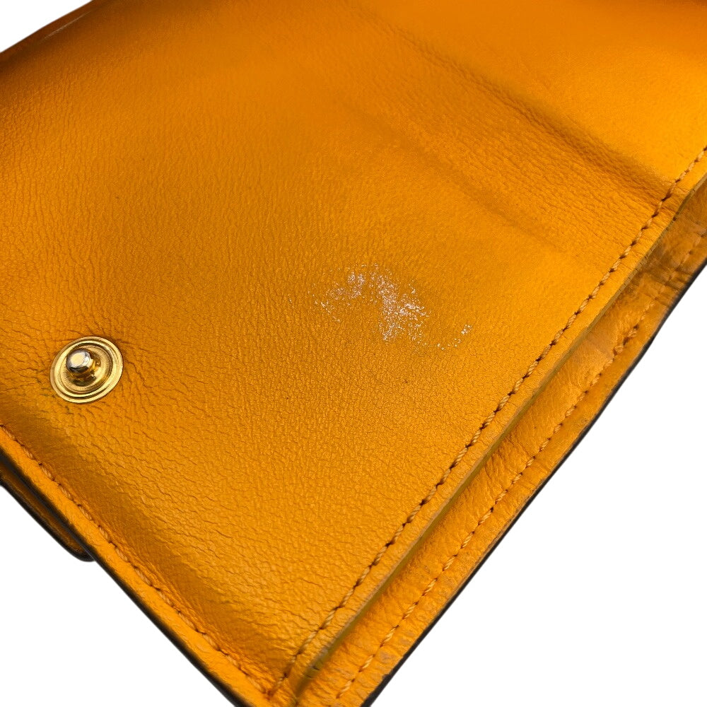 FENDI Tri-fold wallet leather Orange Embossed FF Bucket