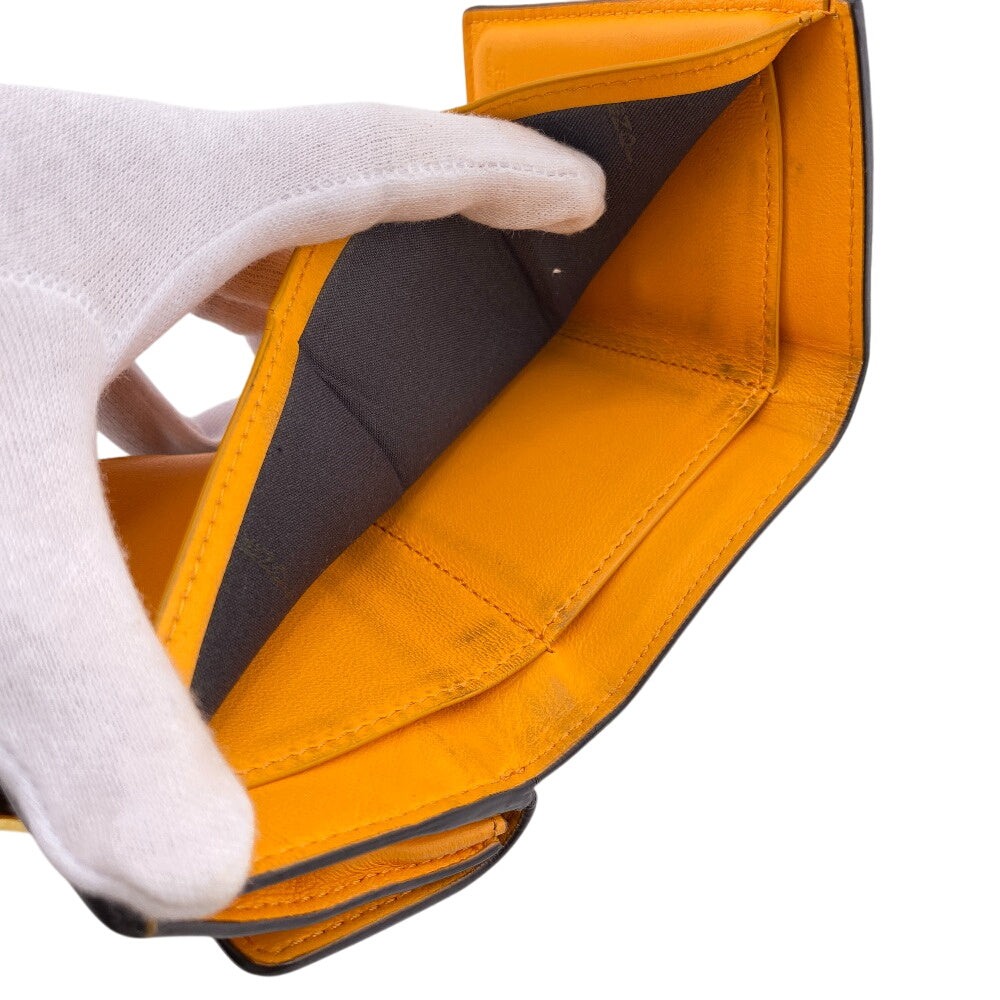FENDI Tri-fold wallet leather Orange Embossed FF Bucket
