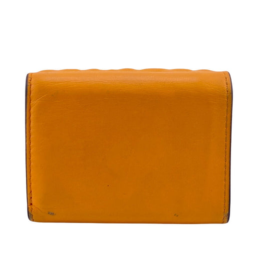 FENDI Tri-fold wallet leather Orange Embossed FF Bucket