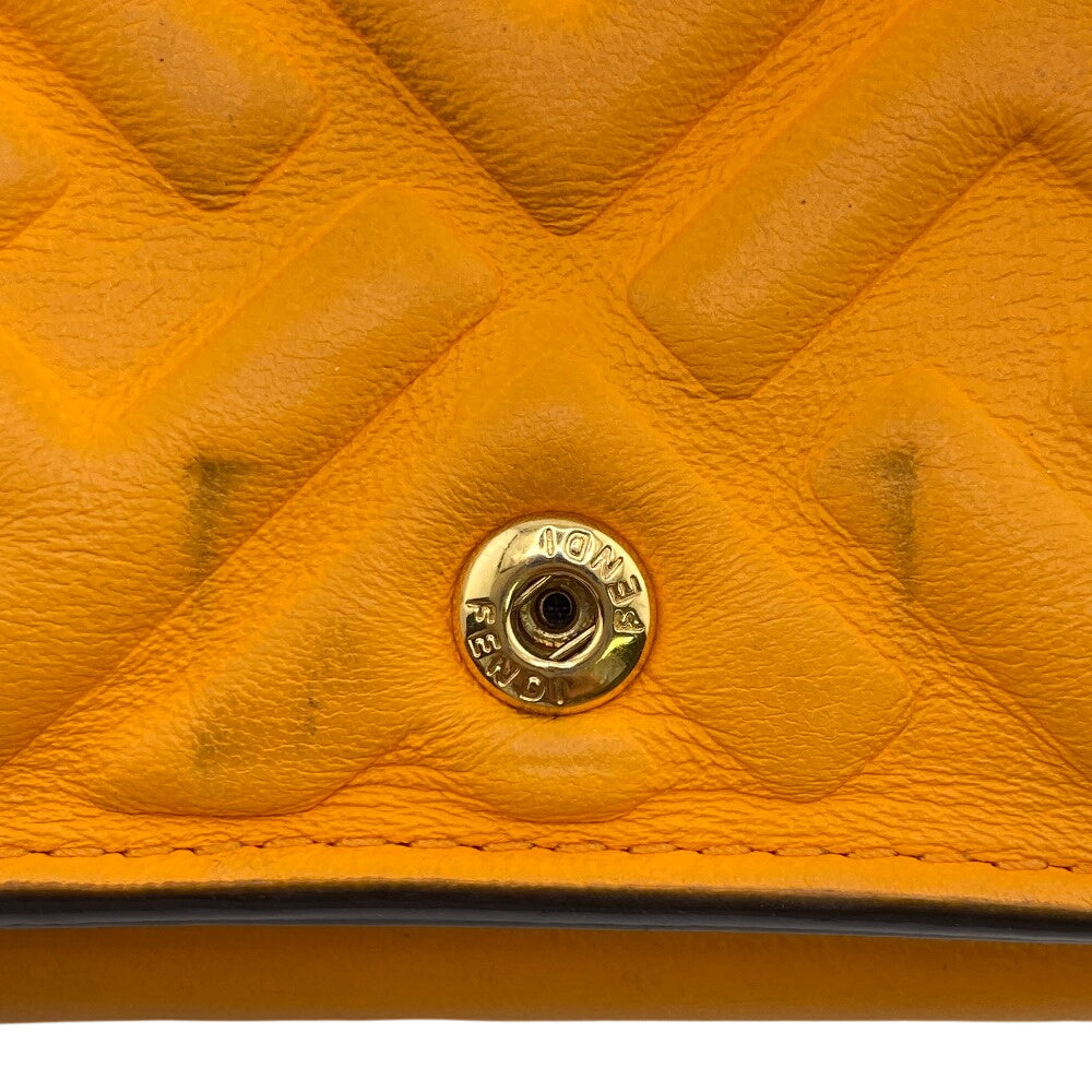 FENDI Tri-fold wallet leather Orange Embossed FF Bucket