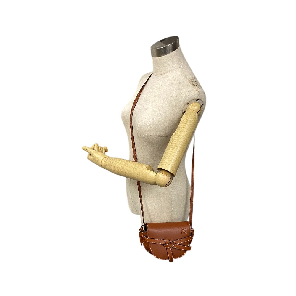 LOEWE Shoulder Bag leather Brown Gate Dual Minitan