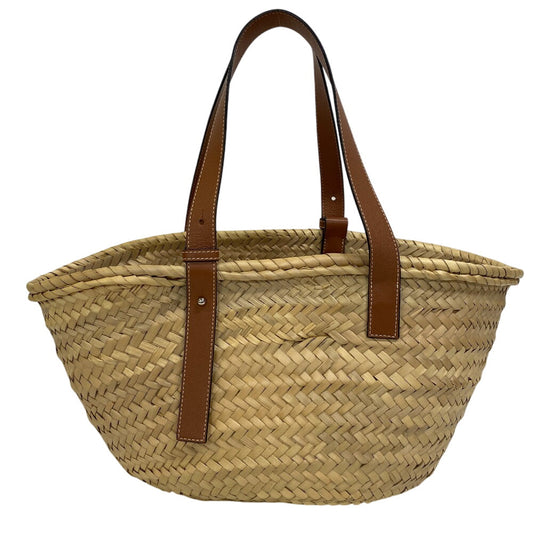 LOEWE Shoulder Bag Raffia, Leather beige Basket bag medium