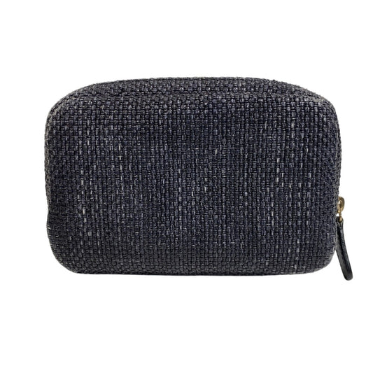 CHANEL Pouch straw Navy COCO Mark Deauville