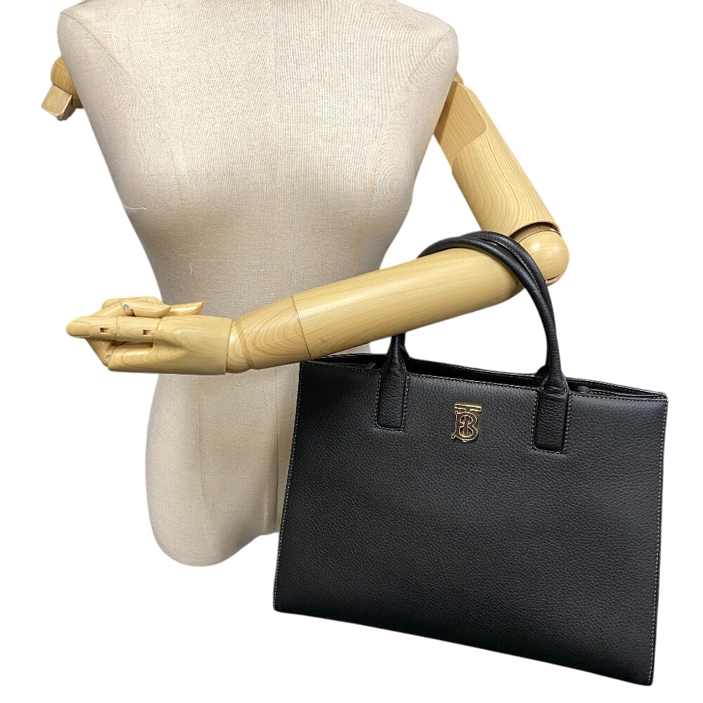 BURBERRY Handbag Calf leather black TB logo Frances