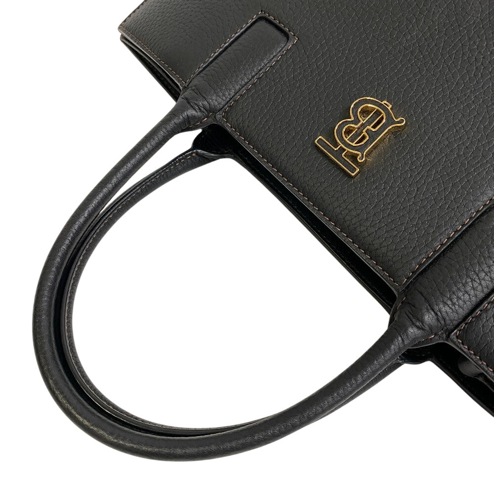 BURBERRY Handbag Calf leather black TB logo Frances