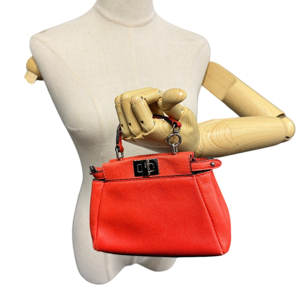 FENDI Handbag leather Red Micro peek-a-boo
