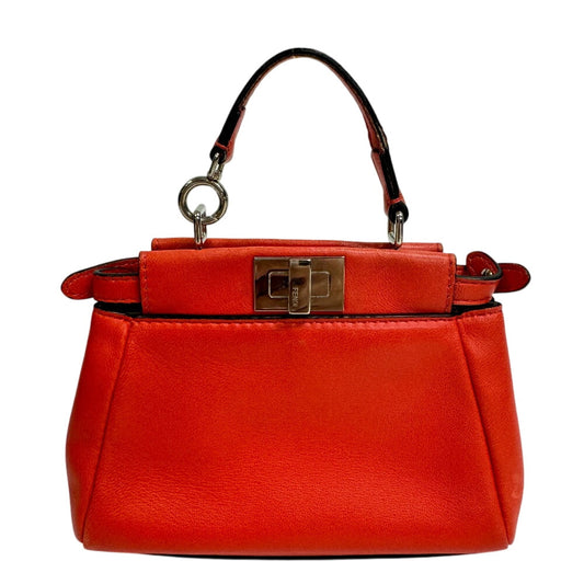 FENDI Handbag leather Red Micro peek-a-boo