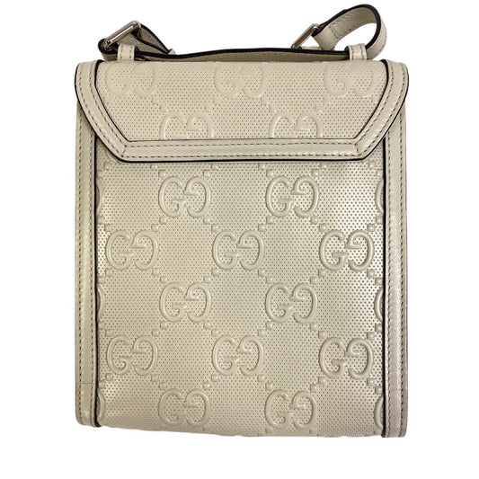 GUCCI Shoulder Bag 625782 leather white GG emboss