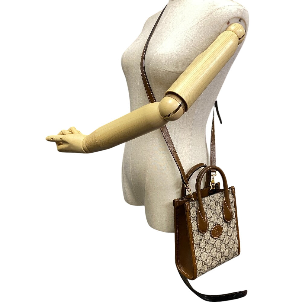 GUCCI Handbag PVC, Leather Brown GG Supreme