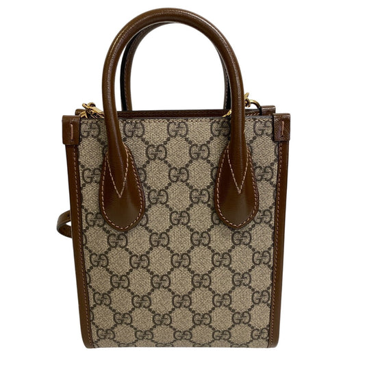 GUCCI Handbag PVC, Leather Brown GG Supreme