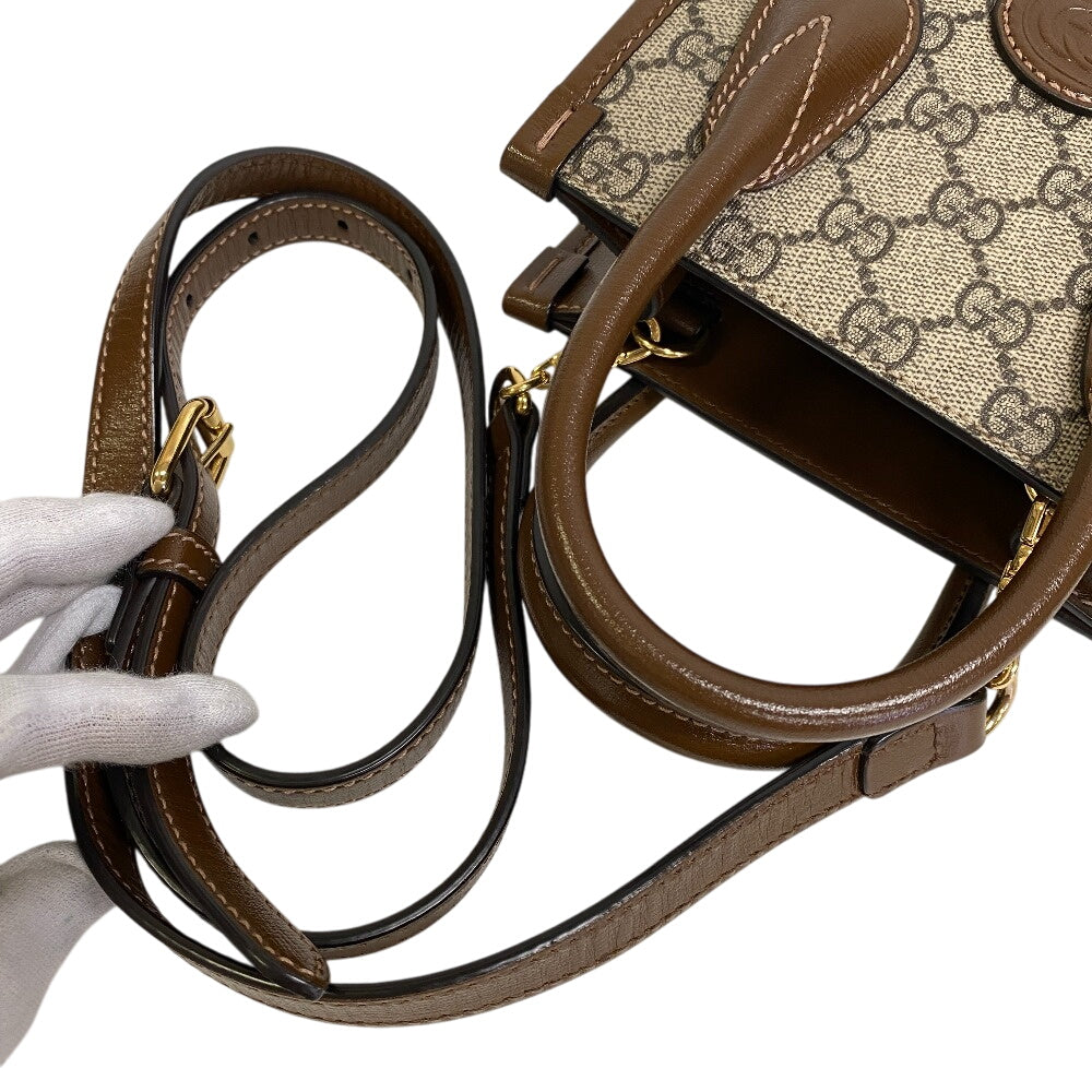 GUCCI Handbag PVC, Leather Brown GG Supreme