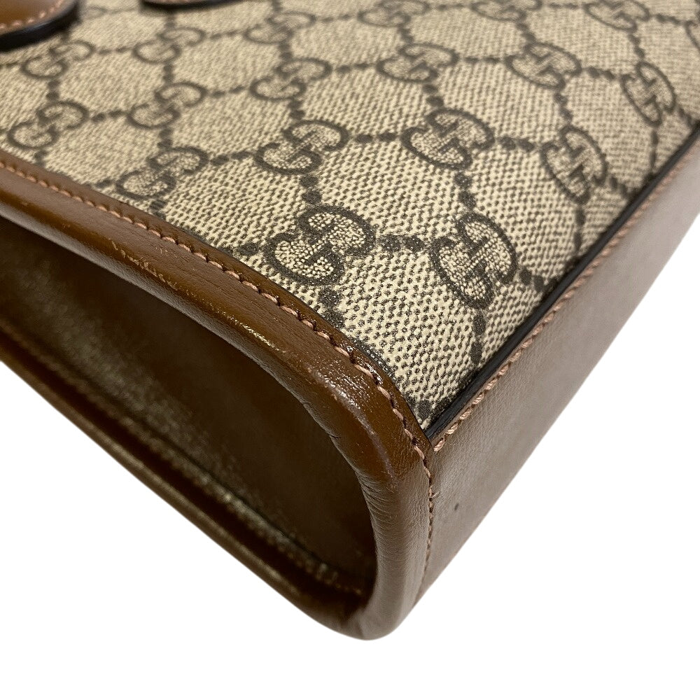 GUCCI Handbag PVC, Leather Brown GG Supreme