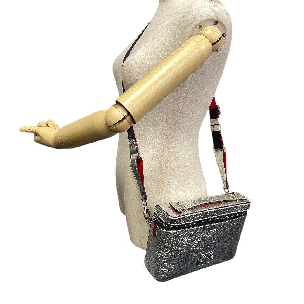 Christian Louboutin Shoulder Bag Leather, Canvas Silver