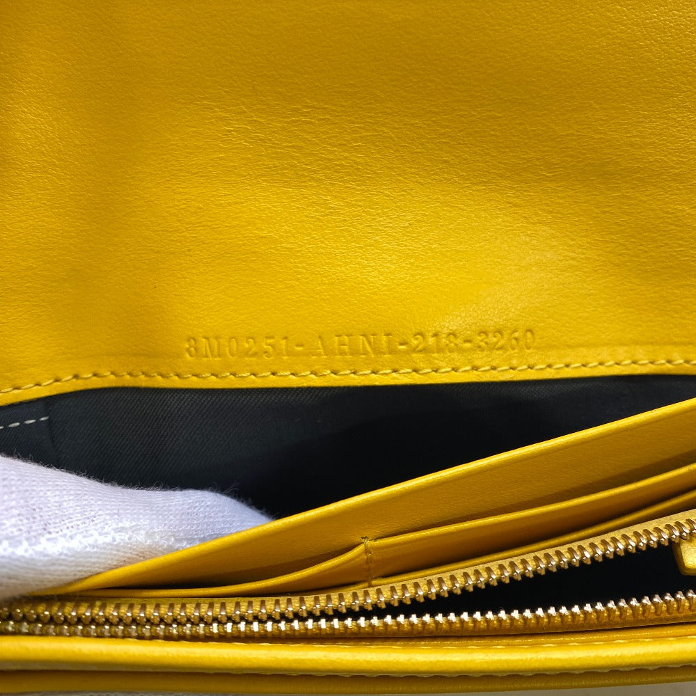 FENDI Long Wallet Purse 8M0251 leather yellow FF logo embossed Continental