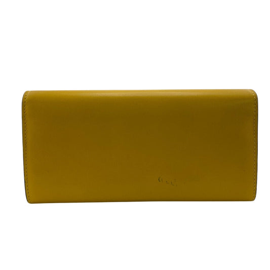 FENDI Long Wallet Purse 8M0251 leather yellow FF logo embossed Continental