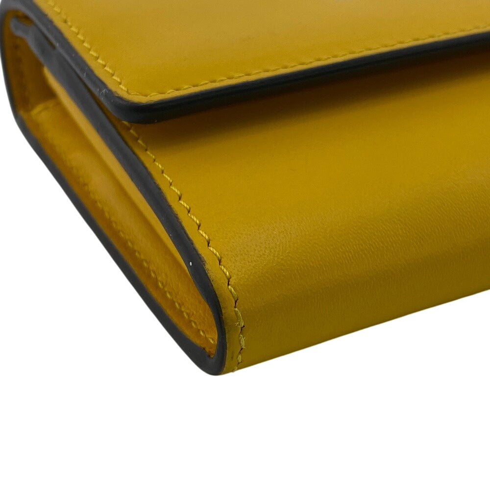 FENDI Long Wallet Purse 8M0251 leather yellow FF logo embossed Continental