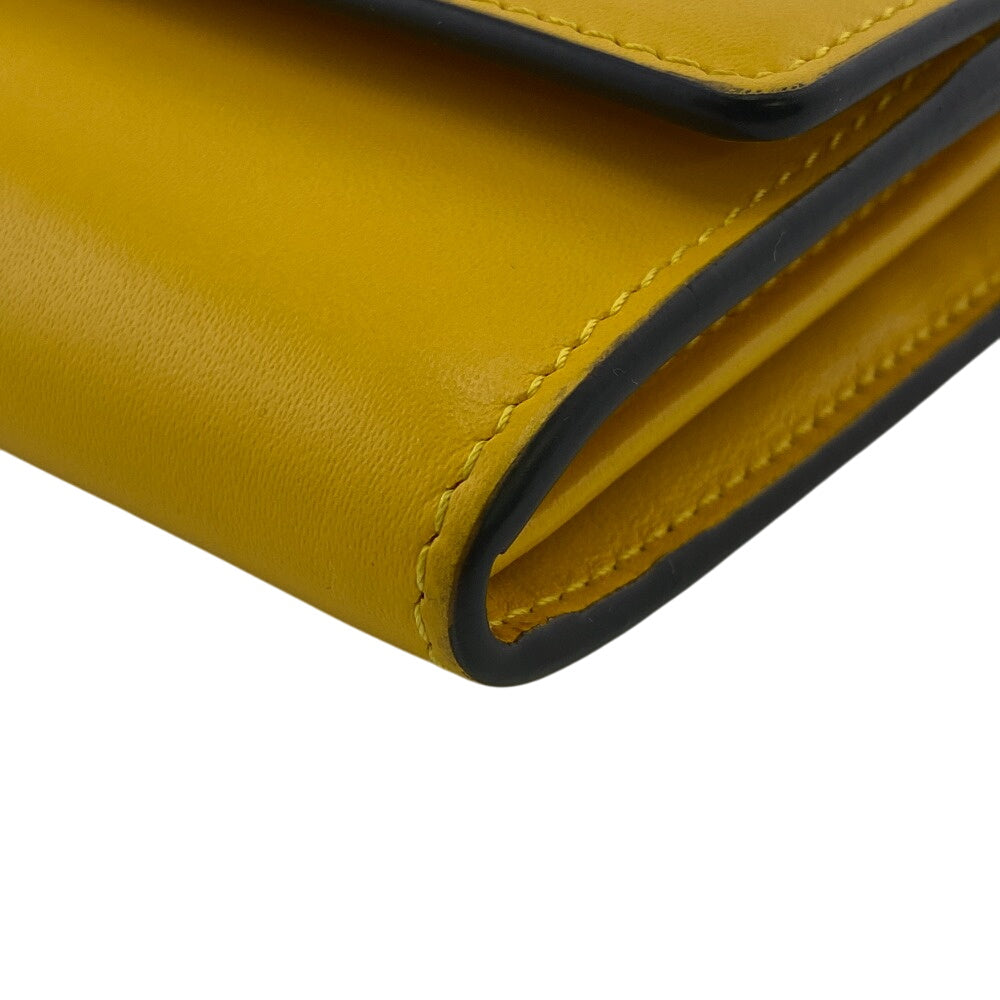 FENDI Long Wallet Purse 8M0251 leather yellow FF logo embossed Continental