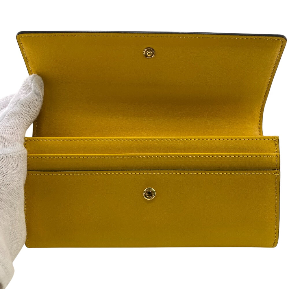 FENDI Long Wallet Purse 8M0251 leather yellow FF logo embossed Continental