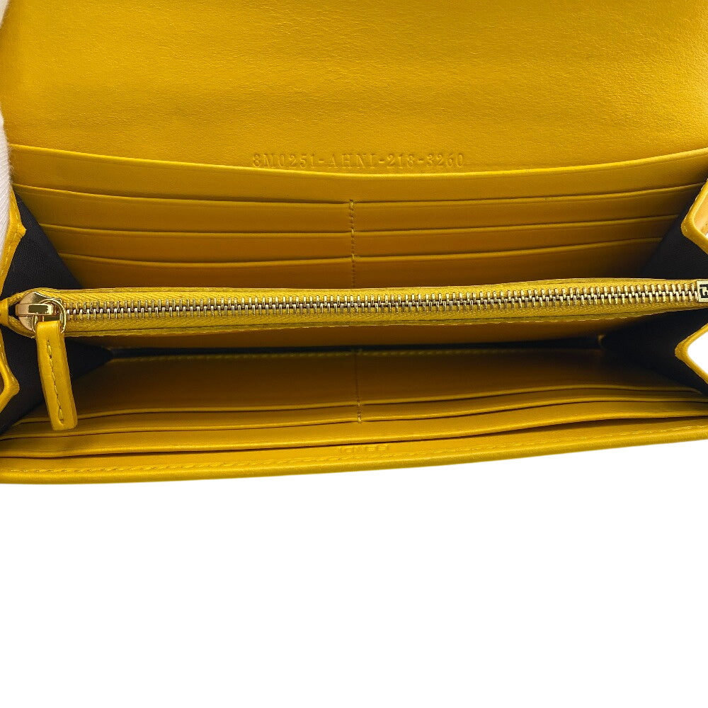FENDI Long Wallet Purse 8M0251 leather yellow FF logo embossed Continental