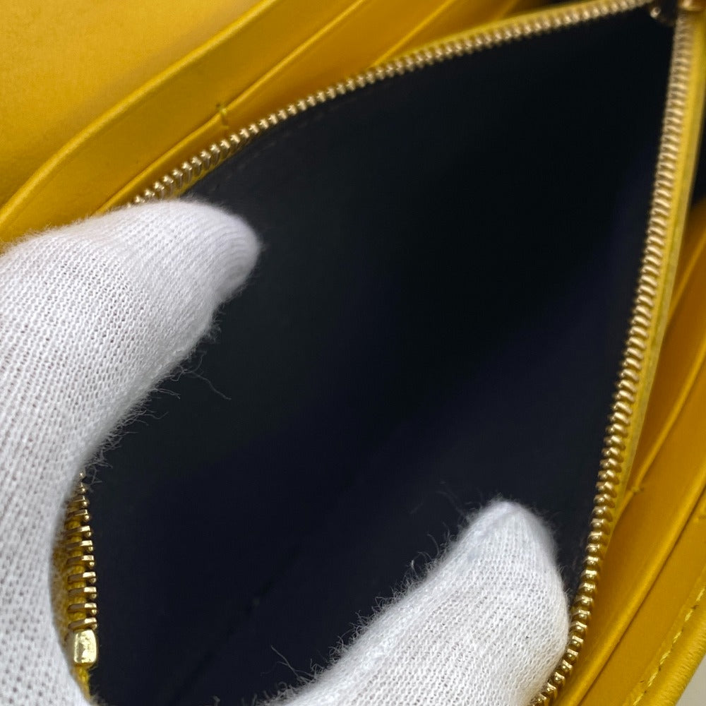FENDI Long Wallet Purse 8M0251 leather yellow FF logo embossed Continental