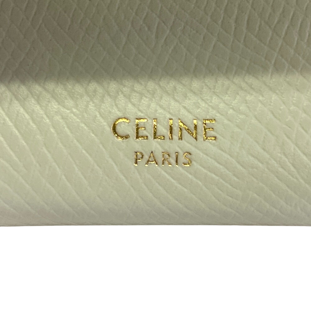 CELINE Long Wallet Purse leather white Large flap wallet