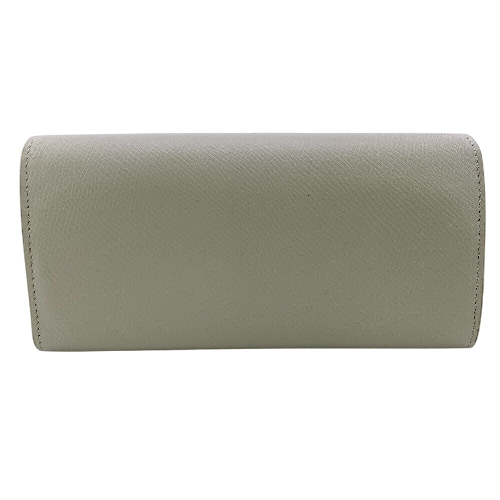 CELINE Long Wallet Purse leather white Large flap wallet