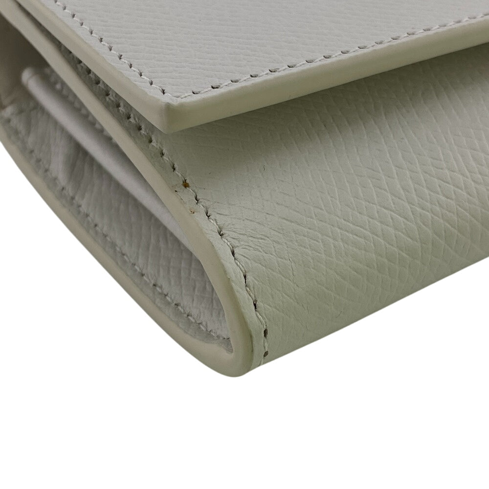 CELINE Long Wallet Purse leather white Large flap wallet
