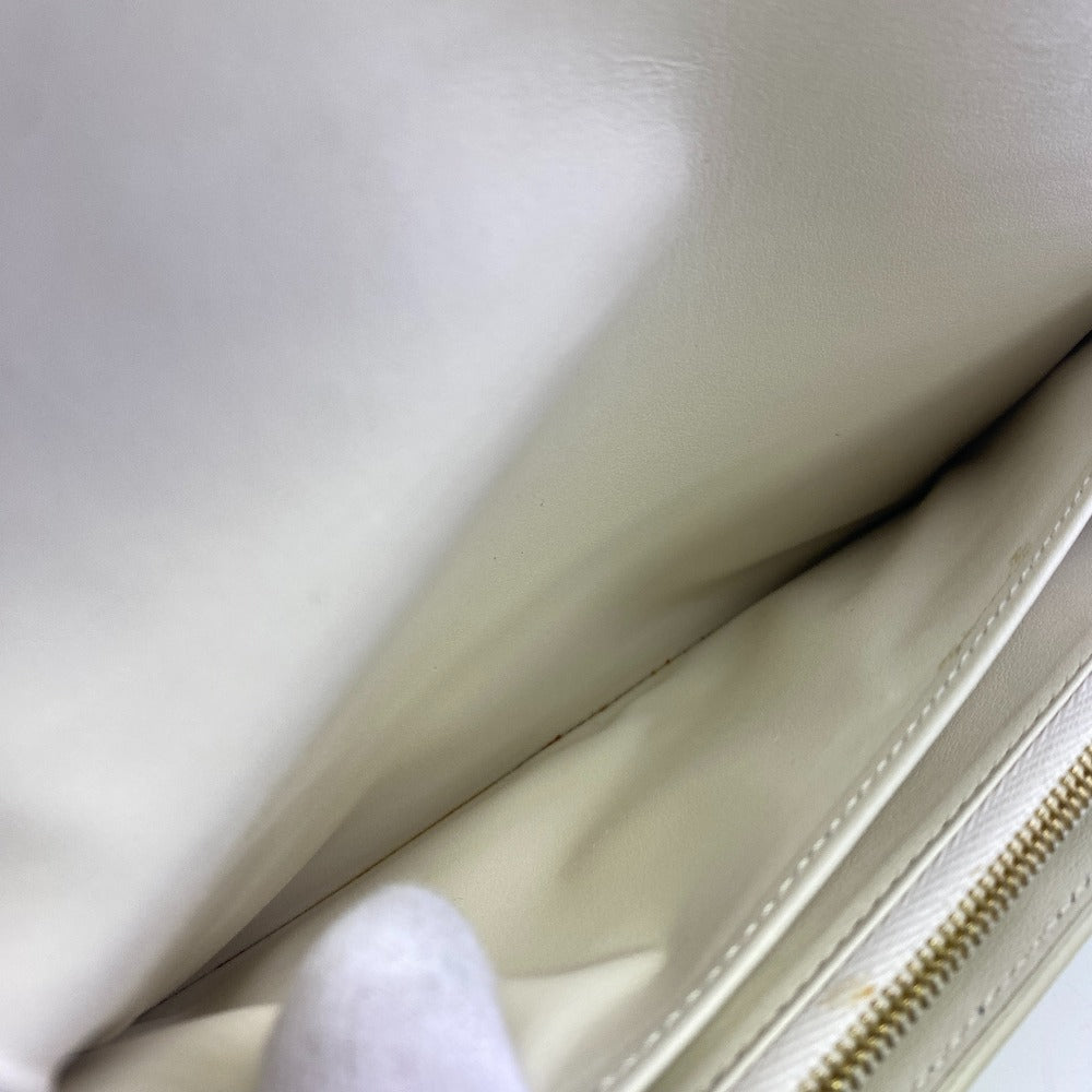 CELINE Long Wallet Purse leather white Large flap wallet